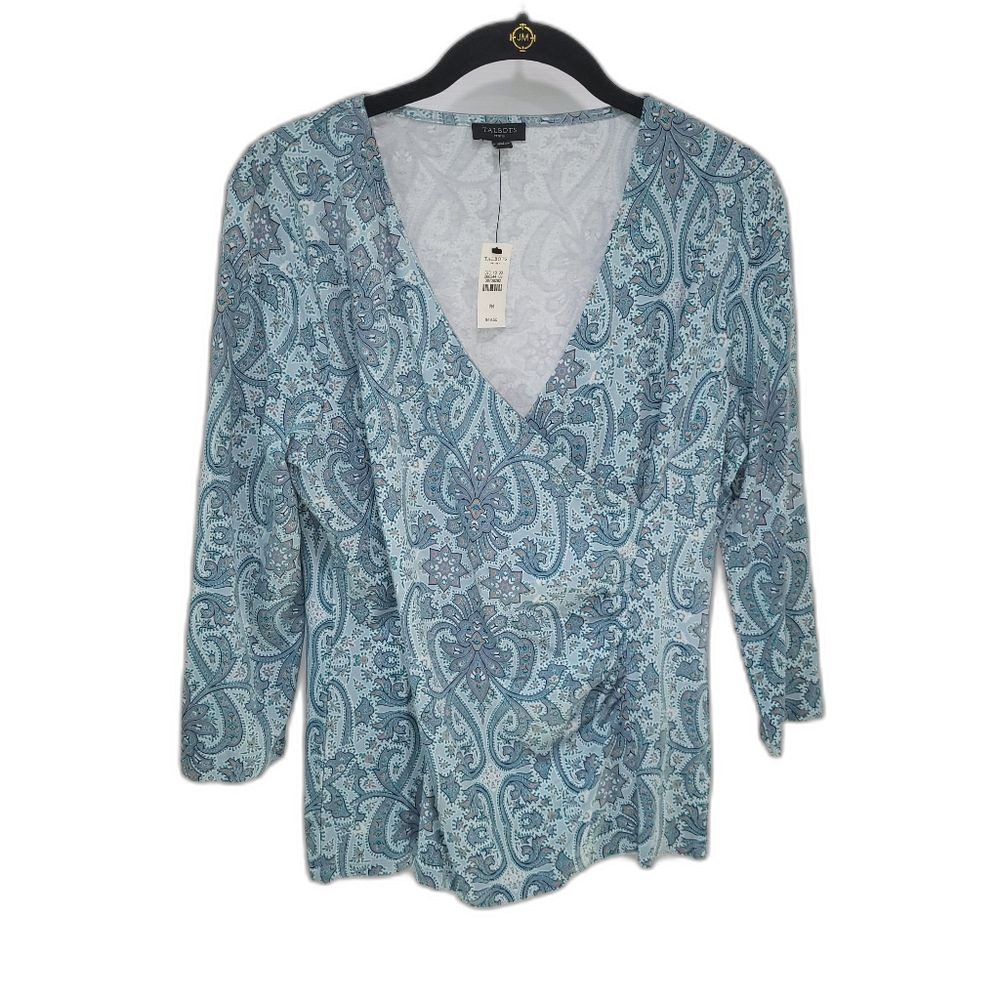 NEW Talbots Light Blue Paisley Top